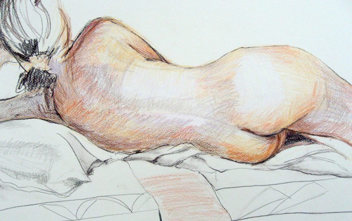 Janet LEITH 'Reclining Nude' mixed media on paper